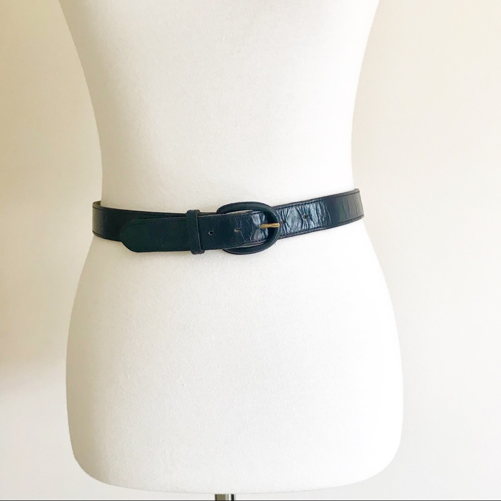 Morris Moskowitz Vintage Navy Leather Belt
